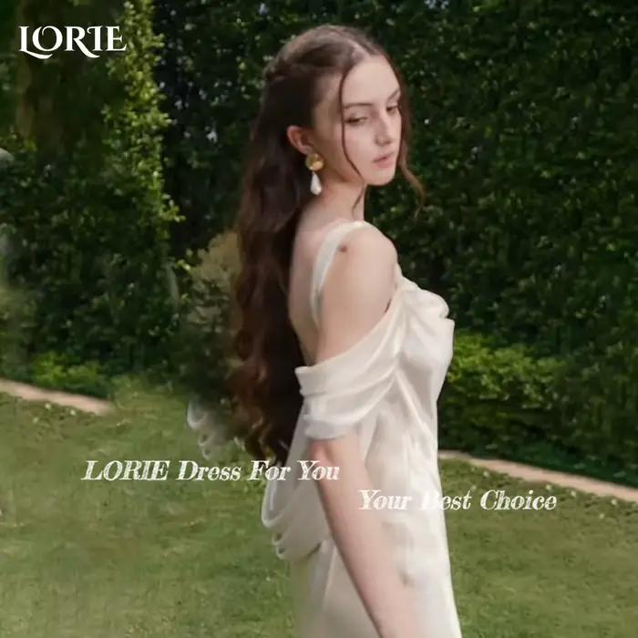LORIE brillant Satin robe de mariée sans bretelles dos nu sirène robes