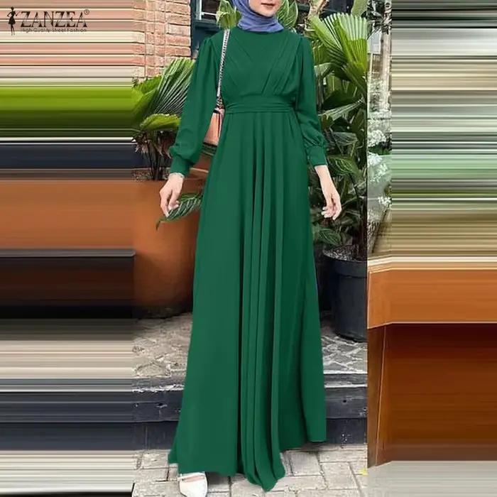 ZANZEA musulman Hijabs femmes Maxi Robes longues modeste à manches