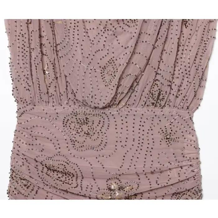 MUJER paillettes Tulle Mini robe femmes froncé Slip robes courtes pour femme de luxe fête