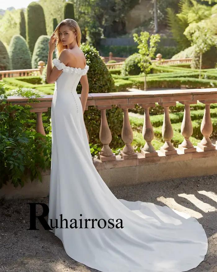 Robe de mariée Ruhair Rosa sirène avec décolleté hors des épaules et motifs floraux pour femmes occassions spéciales