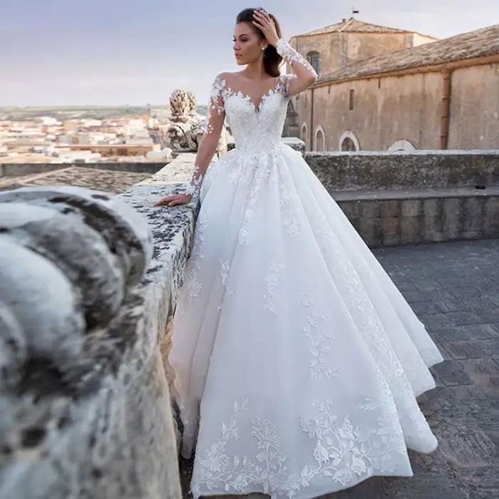 Robe De Mariée trapèze à manches longues