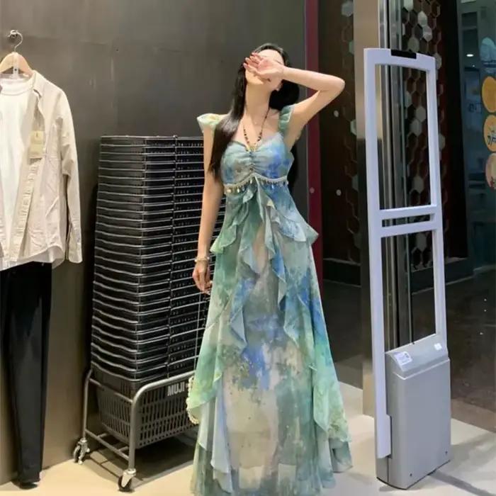 Robe imprimée à bretelles pour vacances
