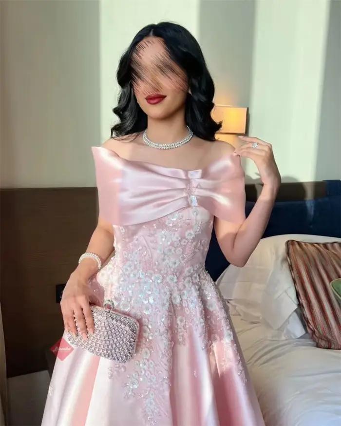 Cathy personnalisé rose épaules dénudées paillettes Appliques robes de bal a-ligne à lacets vestidos de noiva robe de soirée sans manches