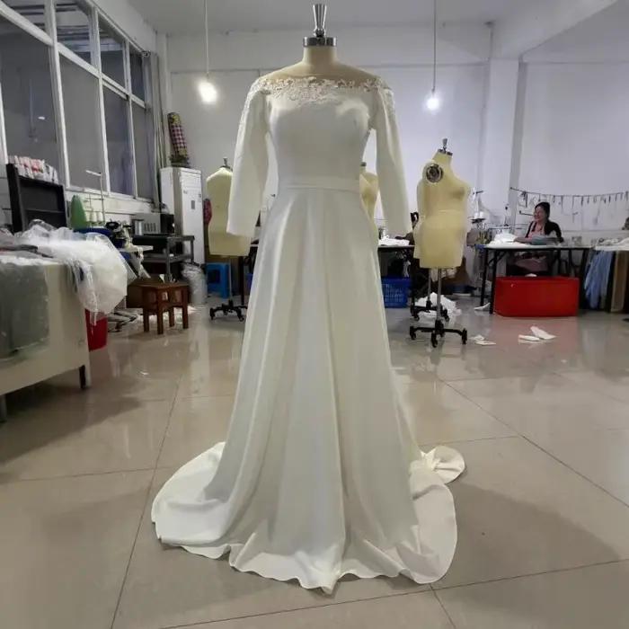 Robe de mariée légère française avec une épaule en dentelle