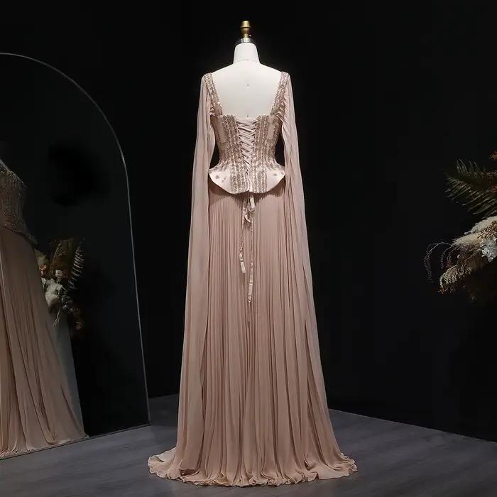 Robes de soirée Sharon Said Champagne Luxury Pleats rouge bordeaux pour mariage et fête