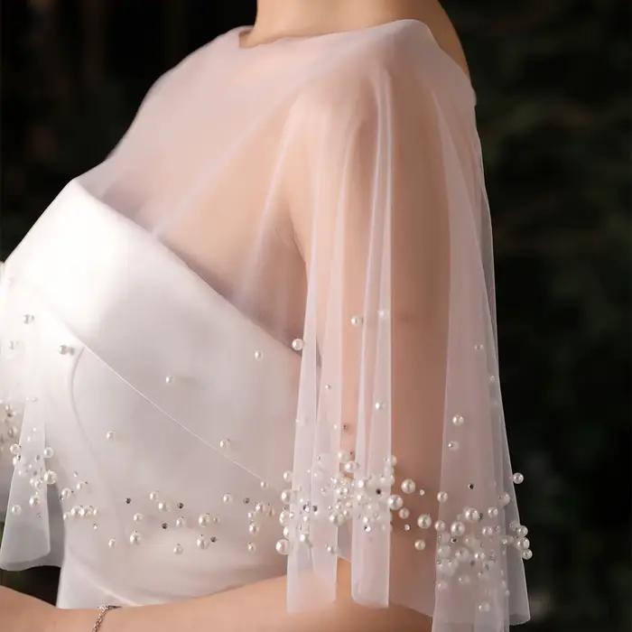 Cape de robe de soirée de mariage avec perles
