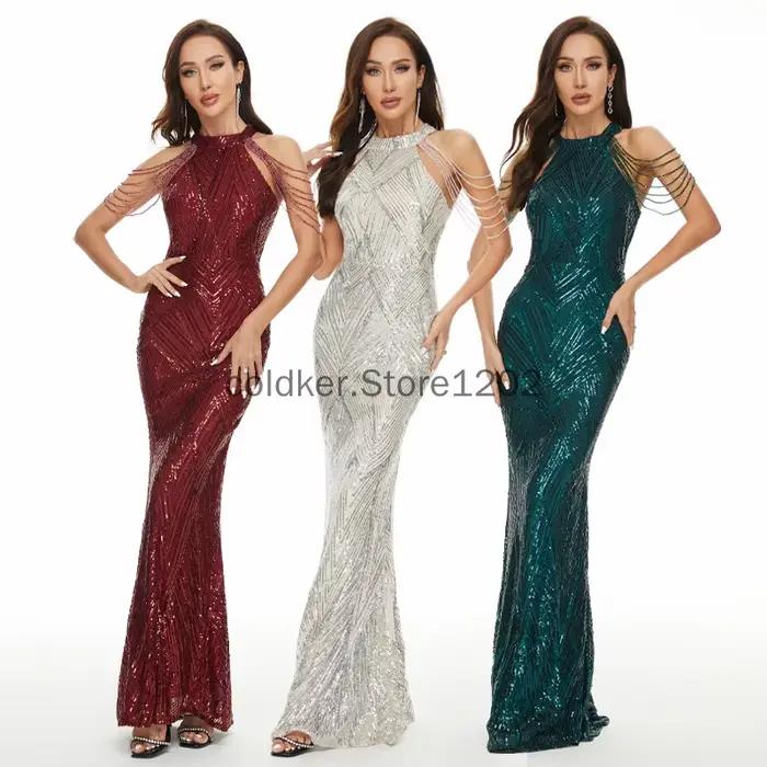 Robe de soirée sirène argentée 2026
