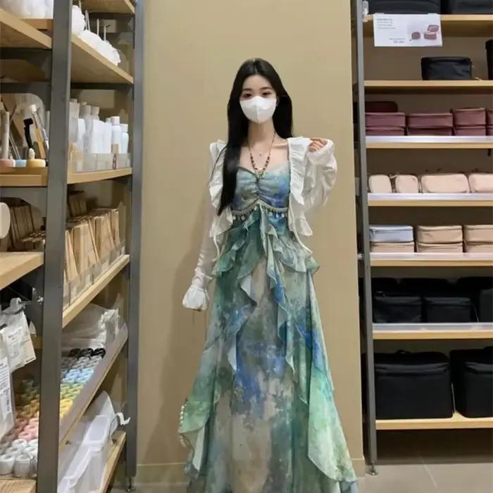 Robe imprimée à bretelles pour vacances