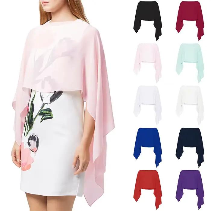 Cape de Mariage en Mousseline de Soie Rose pour Femme