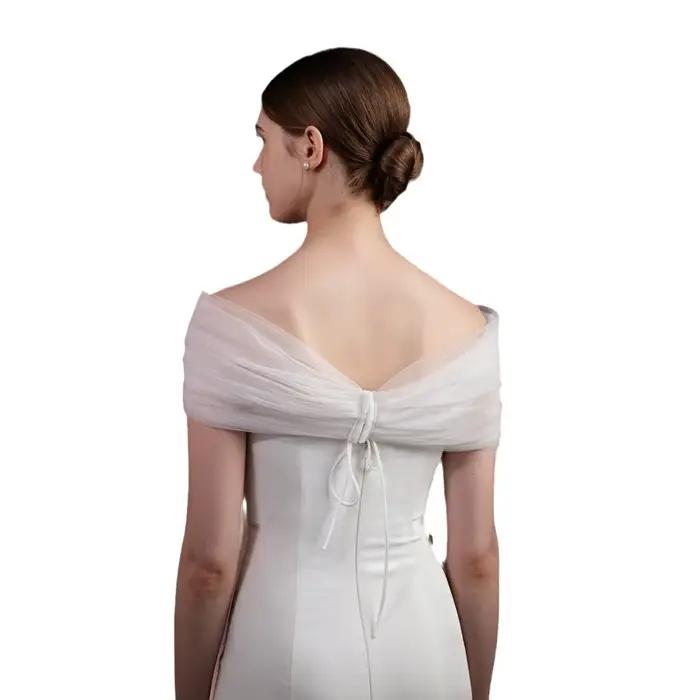 SLBRIDAL Élégant Châle de Mariée Blanc Simple à Fleurs