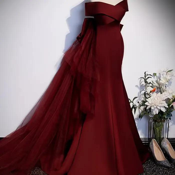 Robe de Quinceanera sirène avec grand nœud personnalisée en soie polyester et élasthanne pour femmes de 18-24 ans occasions spéciales cérémonies de gala