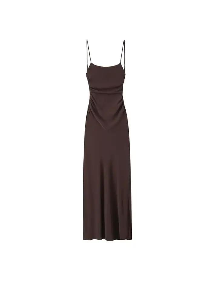 Robe mi-longue drapée pour femmes