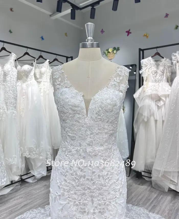 Robe de mariée sirène élégante Lnyer à col en V