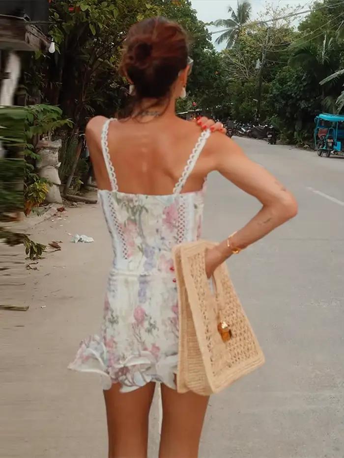 Robe midi ample pour femme à imprimé floral vintage