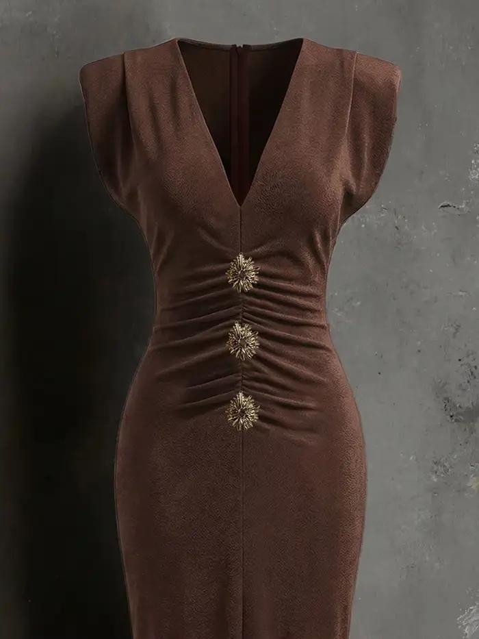 Robe de soirée moulante sans manches pour femme