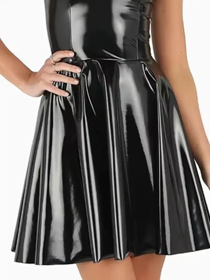 Robe plissée en similicuir pour femmes style décontracté élégant occasions spéciales toute la saison