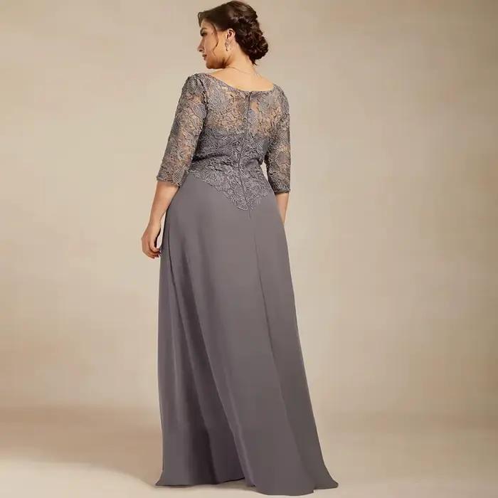 Robe de mère de la mariée en mousseline avec dentelle et plissé, pour femmes, occasion spéciale, soirée de gala, mariage, élégance incomparable