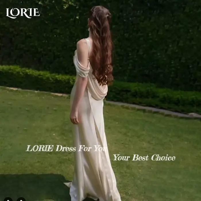 LORIE brillant Satin robe de mariée sans bretelles dos nu sirène robes