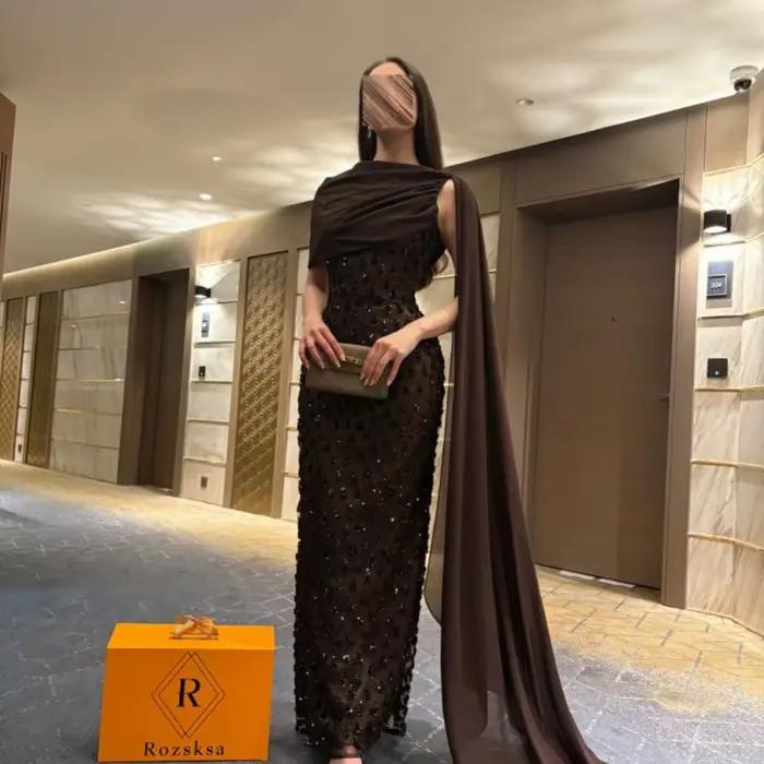 Robe de bal asymétrique marron chocolat personnalisée Bella