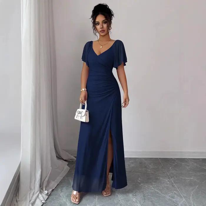 Robe de soirée élégante pour femme à col en V