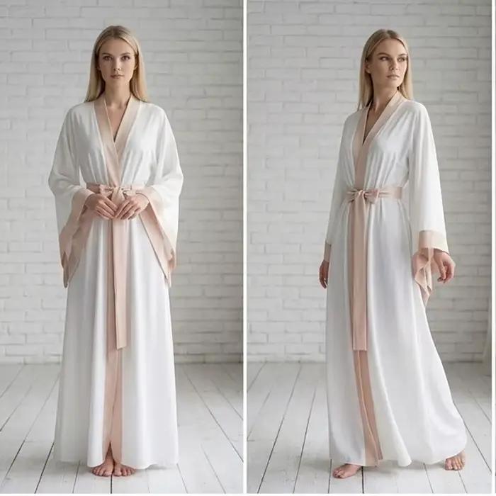 Robe longue en soie ivoire