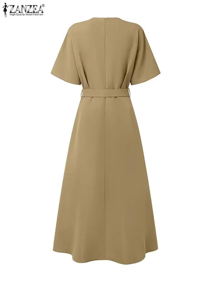 ZANZEA Robe longue élégante 2025 femmes Vintage manches chauve-souris