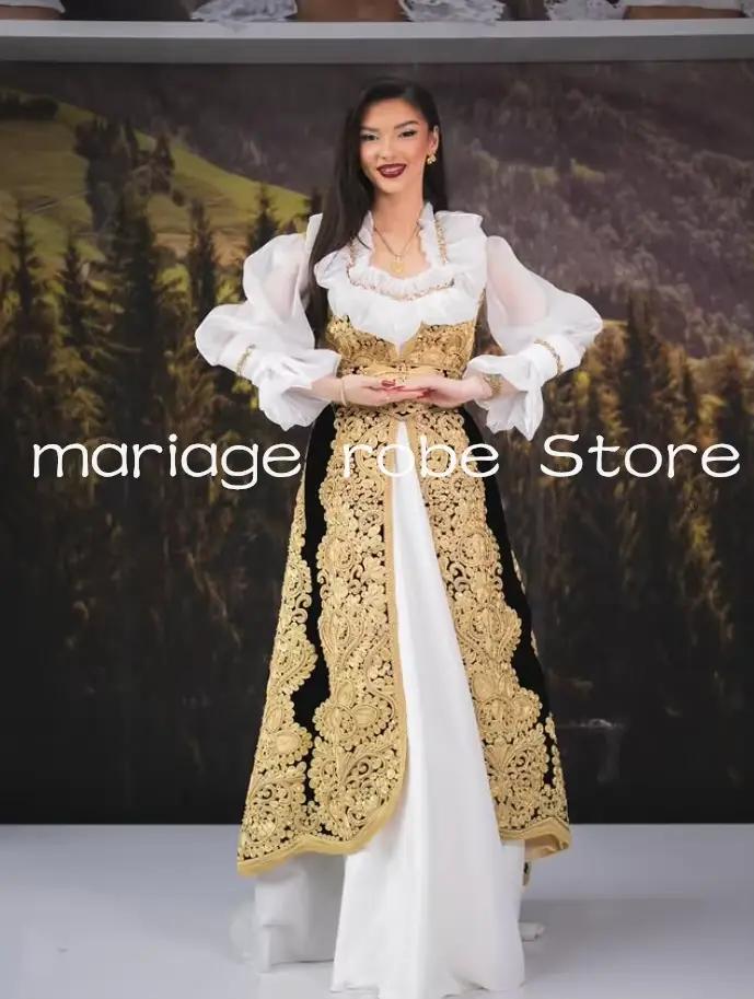 Caftan albain blanc et noir pour mariée