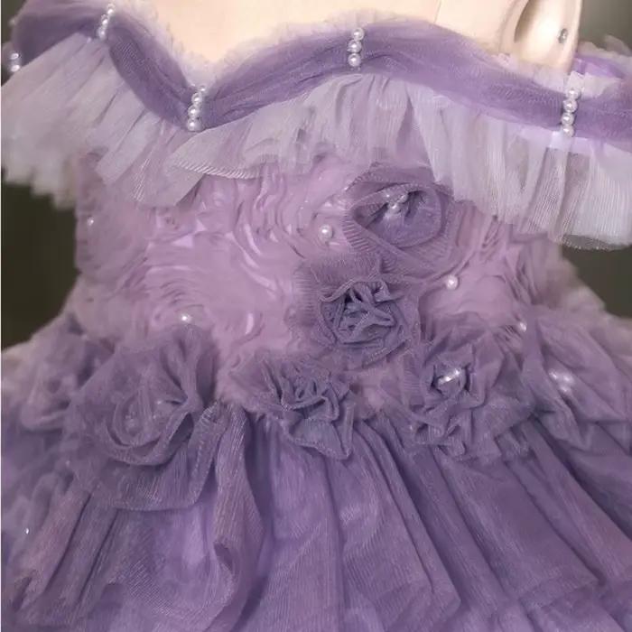 Jill Wish J140 élégant lilas dubaï fille robe perles à plusieurs niveaux princesse arabe enfants mariage fête