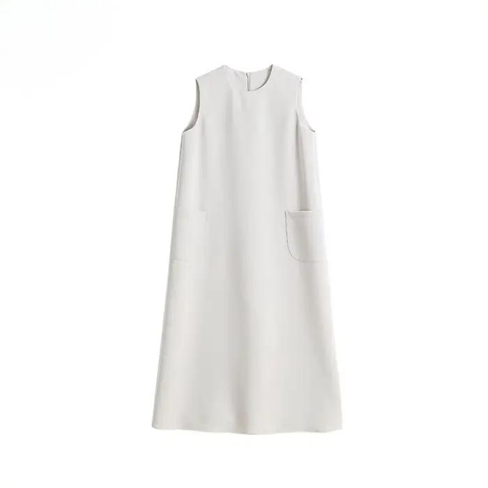 Fibdress-Robe droite ample sans manches pour femme