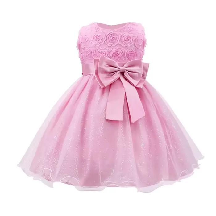 Robe de fête pour filles style européen et américain sans manches polyester viscose col rond pour occasions spéciales années 4-6