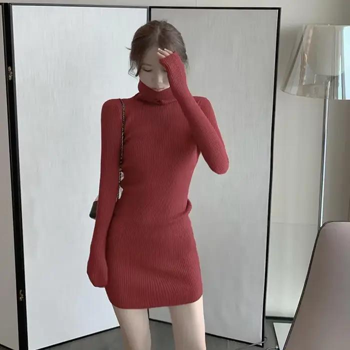 Xpqbb-Robe pull à col roulé pour femme