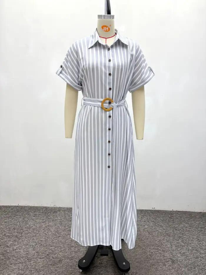 Robe longue femme coupe trapèze Y2K Streetwear à manches courtes col rabattu élégante avec empiècements pour soirée et travail Été 2026
