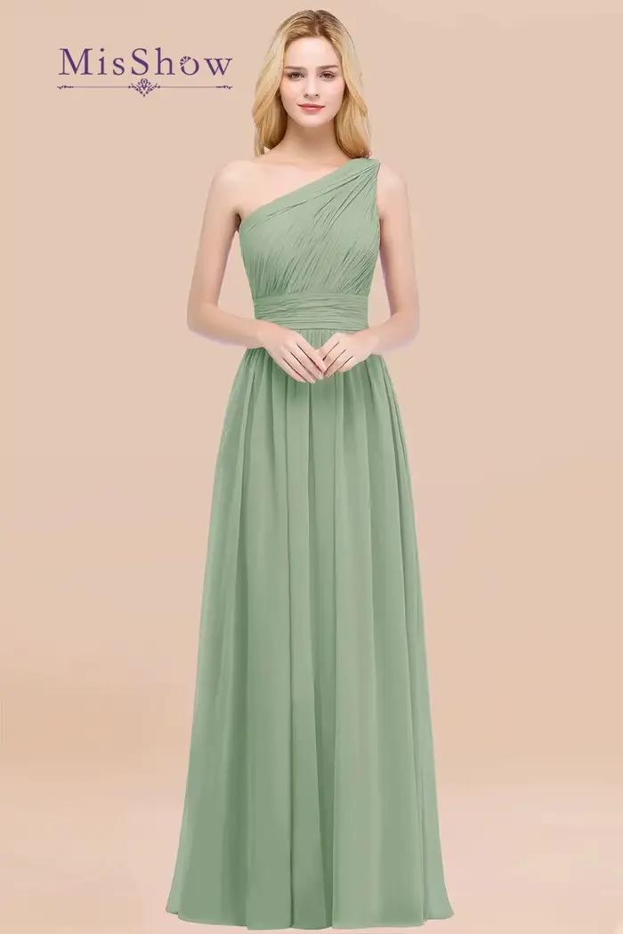 Misshow-Robe de Demoiselle d'Honneur en Mousseline Plissée pour Femme