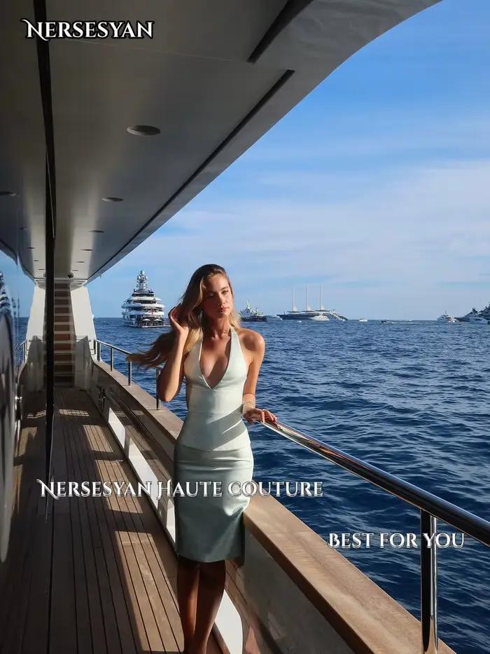 Nersesyan – robe de soirée sirène bleu ciel