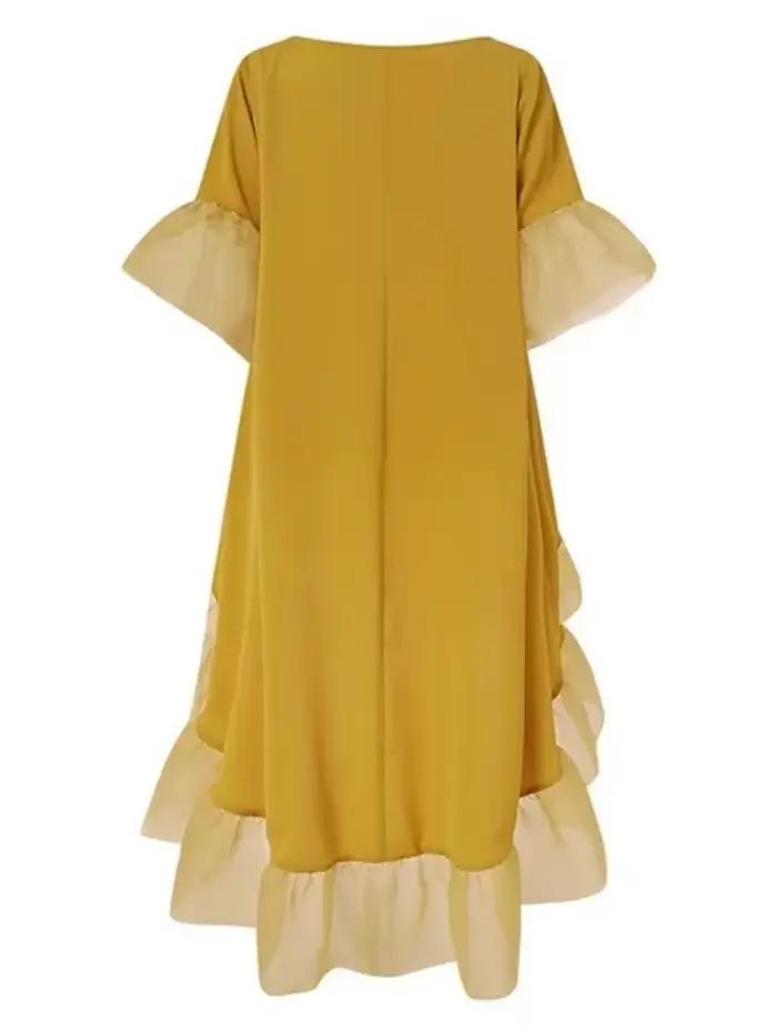 Robe de Soirée en Dentelle avec Manches à Volants pour Femme