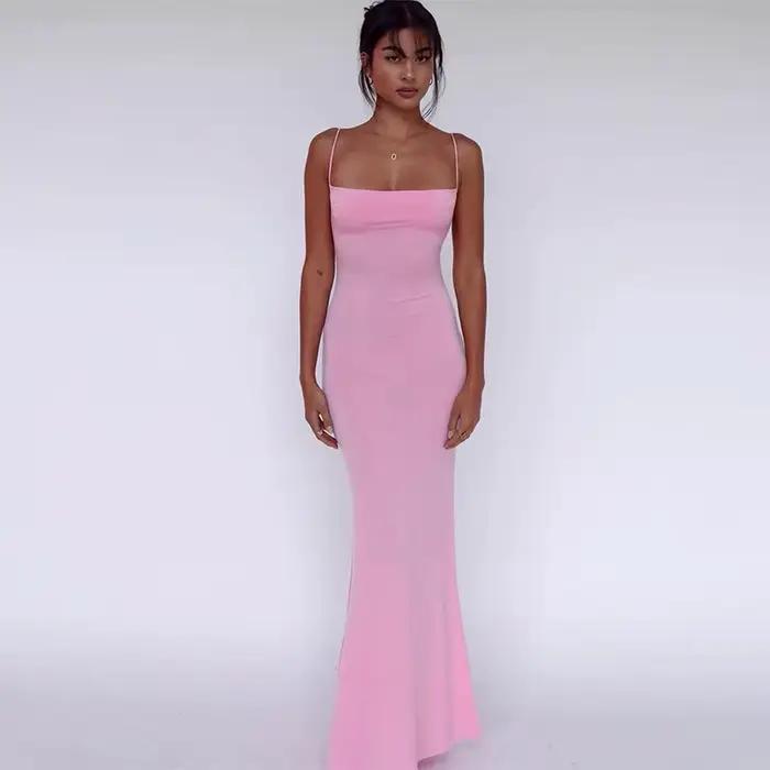 Nouvelles robes 2025 femme mode été une épaule dos nu mince paquet hanche Sexy jupe élégante