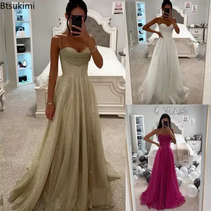 Bronzant or grande balançoire robe élégante licou Socialite fête Robes de soirée décontracté mode femmes bretelles