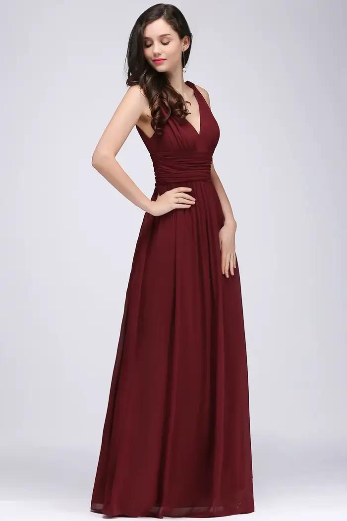 Robe de Soirée Longue en Fibre de Mousseline de Soie