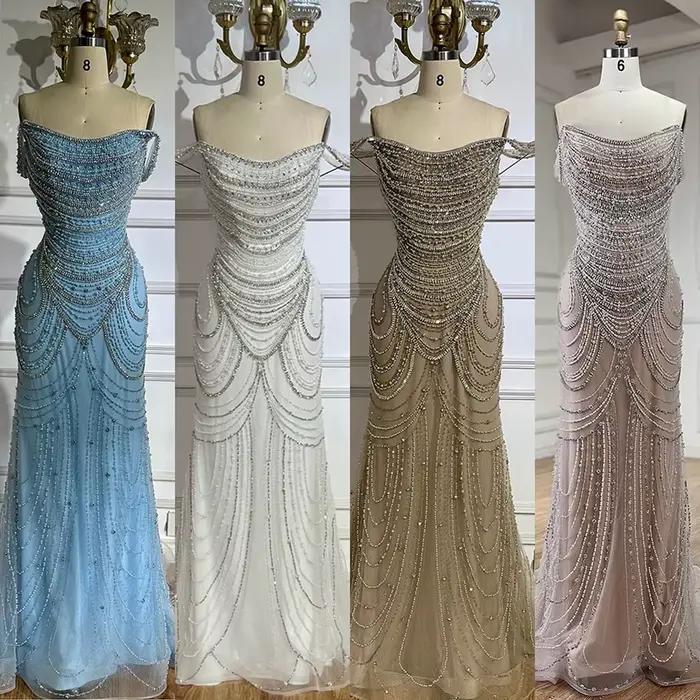 Dubaï blanc nu épaules dénudées sirène robes de soirée de luxe