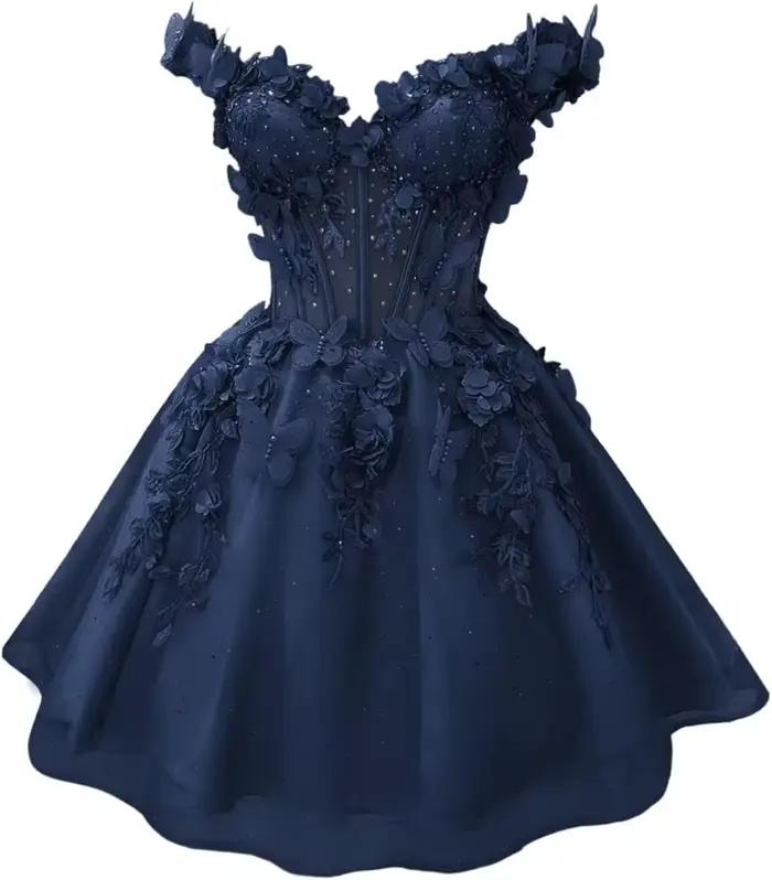 Robes de soirée courtes papillon 3D pour adolescents