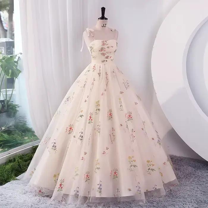 Luxe broderie florale longue soirée de bal robes de tir de mariage femmes 2025 fête d'été Occasions formelles robe de réception