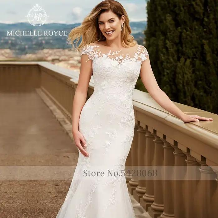 Michelle Royce sirène robes De mariée pour les femmes Sexy épaules nues chérie Appliques à lacets