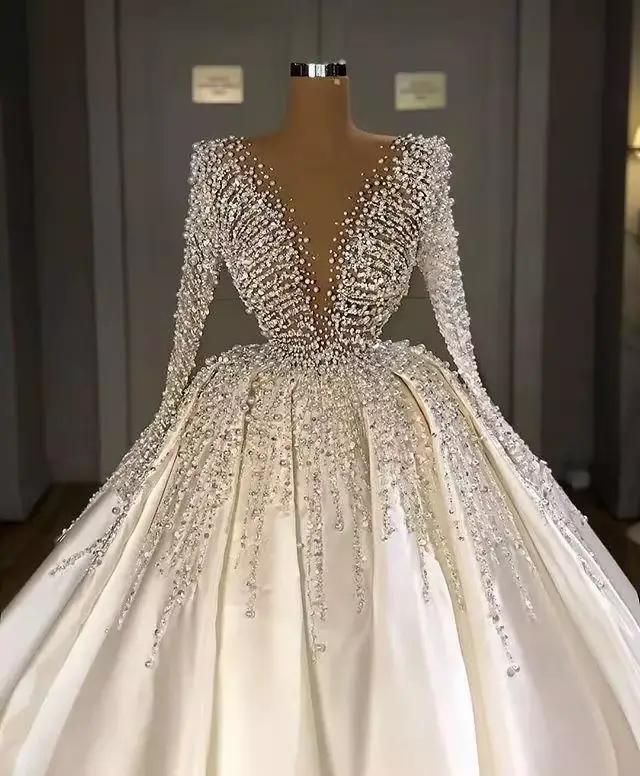 Robes de mariée en Satin avec perles