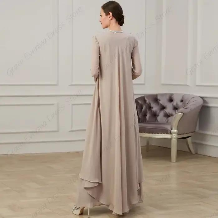 Robe personnalisée pour mère de la mariée avec dentelle et imprimé floral, silhouette plage, mousseline, soutien-gorge intégré, pour cérémonies de mariage et occasions spéciales