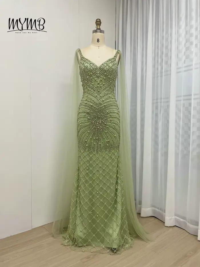 Robes de soirée sirène perlées à col en V