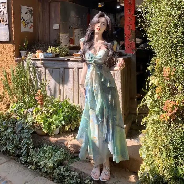Robe à bretelles de Style français