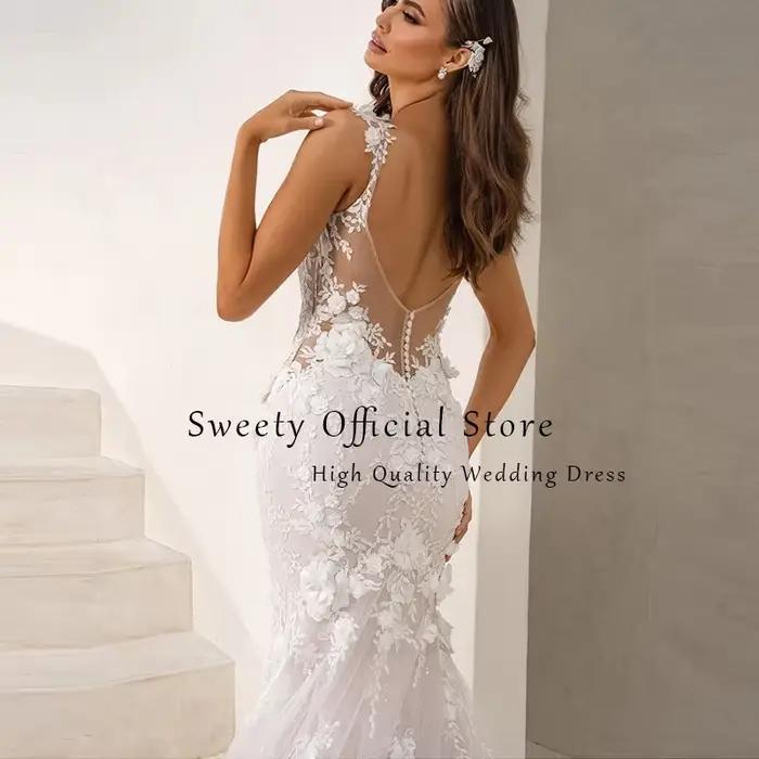 Robe De mariée sirène élégante en Organza avec broderie