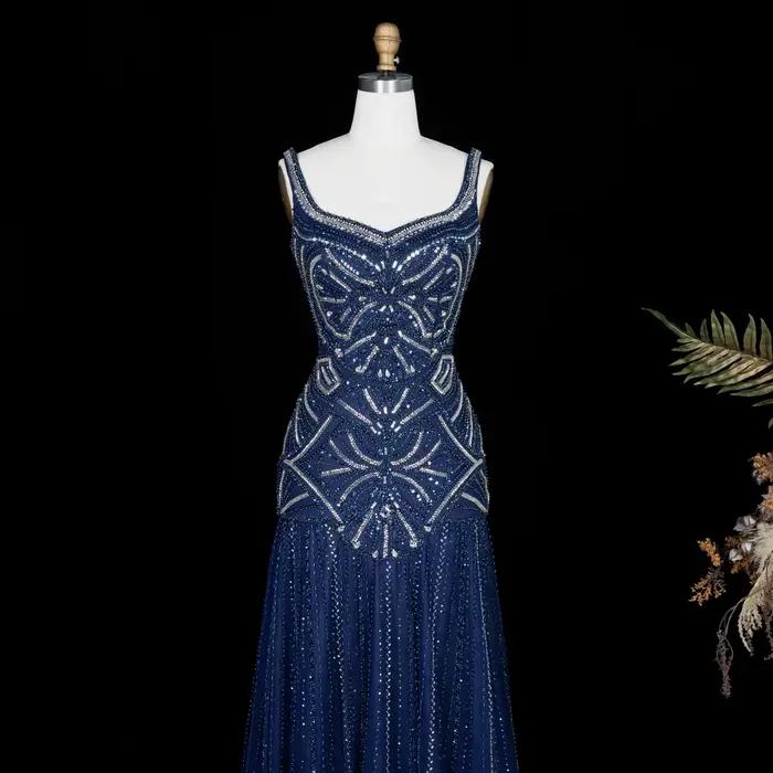 Robe de soirée sirène bleu marine Sharon Said