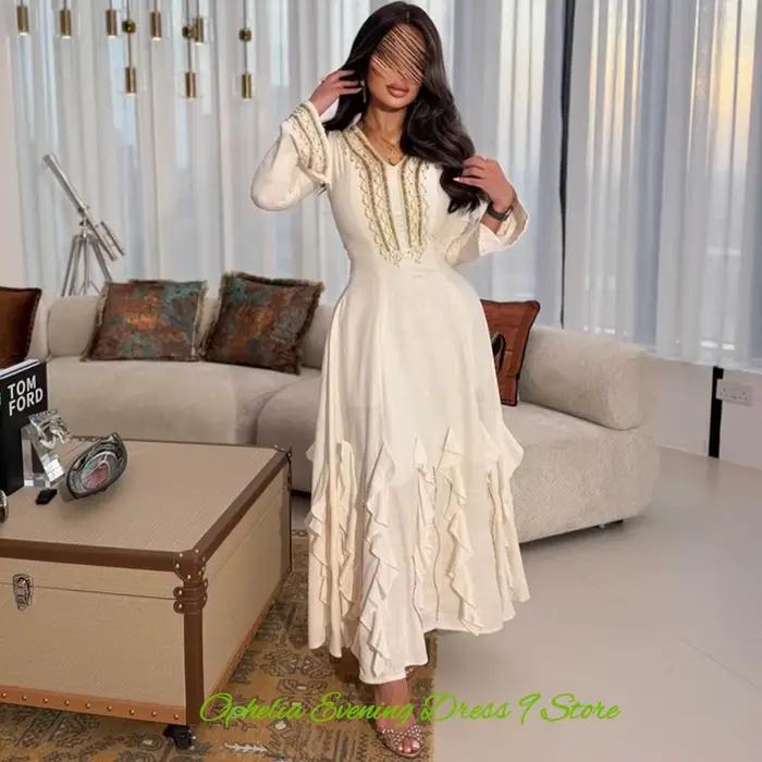 Robe de soirée élégante en mousseline de soie à col en V