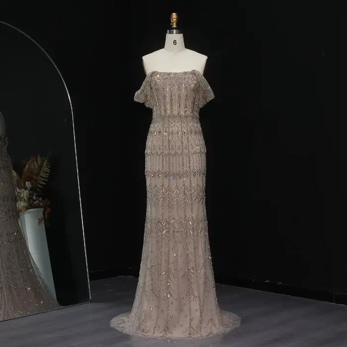 Sharon Said arabe blanc luxe dubaï sirène robe de soirée avec mancherons 2026 pour les femmes robes